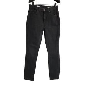 Gap 1969 Womens High Rise Skinny Black Denim Jeans Size 27 Stretch Classic